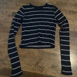 Blue striped long sleeve top